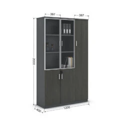 MATEES 3 Doors Display Cabinet 120CM - Grey/ Brown(Matees 3 Doors Display Cabinet 1 2m Grey Brown) 9 MATEES 3 Doors Display Cabinet 120CM - Grey/ Brown(Matees 3 Doors Display Cabinet 1 2m Grey Brown) -Modern Furniture BJS S2112 1 dms 1000