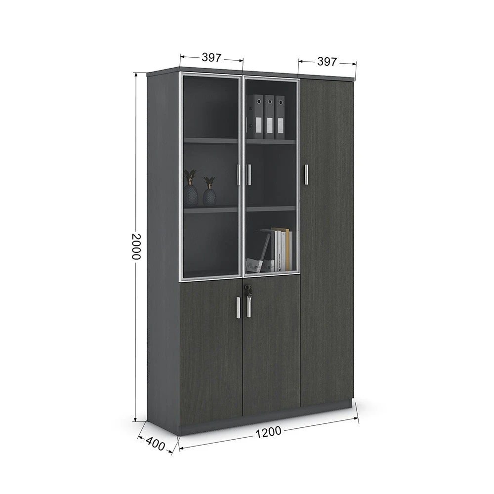 MATEES 3 Doors Display Cabinet 120CM - Grey/ Brown(Matees 3 Doors Display Cabinet 1 2m Grey Brown) 5 MATEES 3 Doors Display Cabinet 120CM - Grey/ Brown(Matees 3 Doors Display Cabinet 1 2m Grey Brown) - Image 3