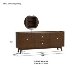 BREDA Sideboard Buffet 160cm - Walnut(Breda Sideboard 160cm Walnut) -Modern Furniture BREDASideboard 345049 dms 800