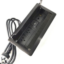 In Desk Cable Management Cubby Power, USB, HDMI & Data Box - 26.5cm -Black(Rectangular Cable Grommet 26 5cm Black) -Modern Furniture BST 107 3 800