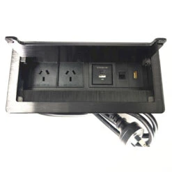 In Desk Cable Management Cubby Power, USB, HDMI & Data Box - 26.5cm -Black(Rectangular Cable Grommet 26 5cm Black)
