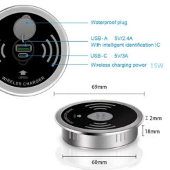 In Desk Wireless Charging And USB Cable Cubby Management Dock(Copy Of Desk Wireless Charger 15w Black) -Modern Furniture BST QC20 3 800