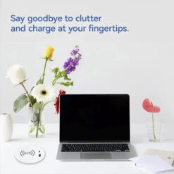 In Desk Wireless Charging & USB Cable Cubby Management Dock - 9cm - Black(Desk Wireless Charger Black) -Modern Furniture BST QC40 15 800