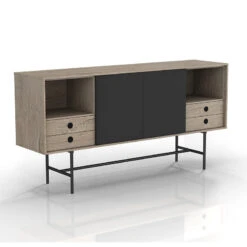 BAYLEN Sideboard Buffet 1.6M - Warm Oak & Black(Baylen Sideboard 1 83m Maple White Yellow Black)