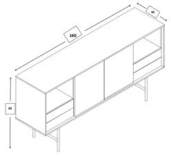BAYLEN Sideboard Buffet 1.6M - Warm Oak & Black(Baylen Sideboard 1 83m Maple White Yellow Black) -Modern Furniture CW01 1