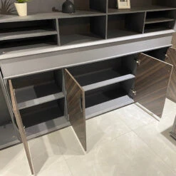 ARMANDO Display Unit 2.6M - Hazelnut & Grey(Armando Display Unit 2 4m Hazelnut Grey) -Modern Furniture Cabinets 800