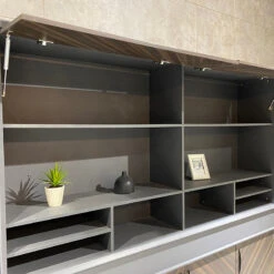 ARMANDO Display Unit 2.6M - Hazelnut & Grey(Armando Display Unit 2 4m Hazelnut Grey) -Modern Furniture Cabinets3 800