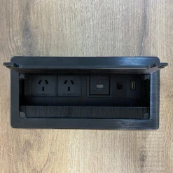 In Desk Cable Management Cubby Power, USB, HDMI & Data Box - 26.5cm -Black(Rectangular Cable Grommet 26 5cm Black) -Modern Furniture Cablemanagemehts 10 800