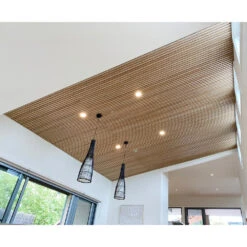 WOODFLEX Flexible Acoustic Wood Slat Panel - 3 Sided Oak Veneer On Light Grey - 2700mm X 600mm(Woodflex Flexible Acoustic Wood Slat Wall Panel 270cm Oak Veneer On Light Grey) -Modern Furniture Ceiling2 1000