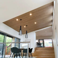 WOODFLEX Flexible Acoustic Wood Slat Panel - 3 Sided Oak Veneer On Light Grey - 2700mm X 600mm(Woodflex Flexible Acoustic Wood Slat Wall Panel 270cm Oak Veneer On Light Grey) -Modern Furniture Ceiling4 1000