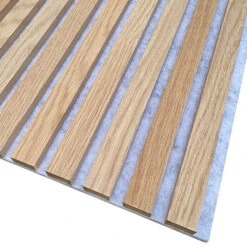 WOODFLEX Flexible Acoustic Wood Slat Panel - 3 Sided Oak Veneer On Light Grey - 2700mm X 600mm(Woodflex Flexible Acoustic Wood Slat Wall Panel 270cm Oak Veneer On Light Grey) -Modern Furniture CloseupOakGrey3