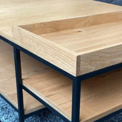 RIVOLI Coffee Table 120cm - Natural Oak & Black(Rivoli Coffee Table 120cm Natural Oak) -Modern Furniture CoffeeTableCloseup 800