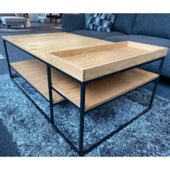 RIVOLI Coffee Table 120cm - Natural Oak & Black(Rivoli Coffee Table 120cm Natural Oak) -Modern Furniture CoffeeTableSide 800