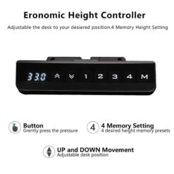 EASTON Sit Stand Electric Lift Executive Desk With Right Return 2.2M - Warm Oak & Black(Easton 2 0 Sit Stand Electric Lift Executive Office Desk With Right Return 2 2m) -Modern Furniture ControlPanelDetails 800