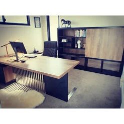 DAXTON Executive Desk With Left Return 2.4M - Warm Oak & Black(Daxton Executive Desk With Left Return 2 4m Mahogany Black) -Modern Furniture CustomerPhoto 800 27eb338b 6f45 4d95 b425 d24d52837760