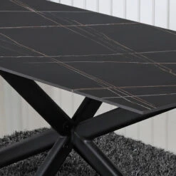 SANDY Sintered Stone Dining Table 180cm - Black(Sandy Dining Table 180cm Glas Black) -Modern Furniture DC 100313 SANDYDiningTableCLOSEUPA800