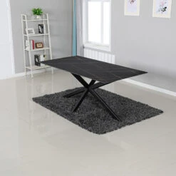 SANDY Sintered Stone Dining Table 180cm - Black(Sandy Dining Table 180cm Glas Black) -Modern Furniture DC 100313 SANDYDiningTable 2 800