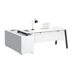 ASPEN Executive Desk Reversible 220-240cm - White & Black(Aspen Executive Desk 220cm White Black)