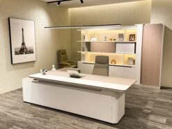 LUSH Executive Desk Right Return 200cm - White & Taupe(Lush Executive Desk Right Return 200cm Grey) 24 LUSH Executive Desk Right Return 200cm - White & Taupe(Lush Executive Desk Right Return 200cm Grey) -Modern Furniture DF DDE D0120 R Lifestyle1 Desk Right Ret 200CM