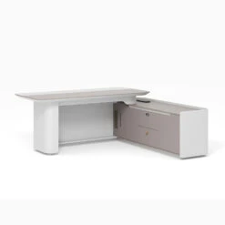 LUSH Executive Desk Right Return 200cm - White & Taupe(Lush Executive Desk Right Return 200cm Grey) 18 LUSH Executive Desk Right Return 200cm - White & Taupe(Lush Executive Desk Right Return 200cm Grey) -Modern Furniture DF DDE D0120 R backview 1000
