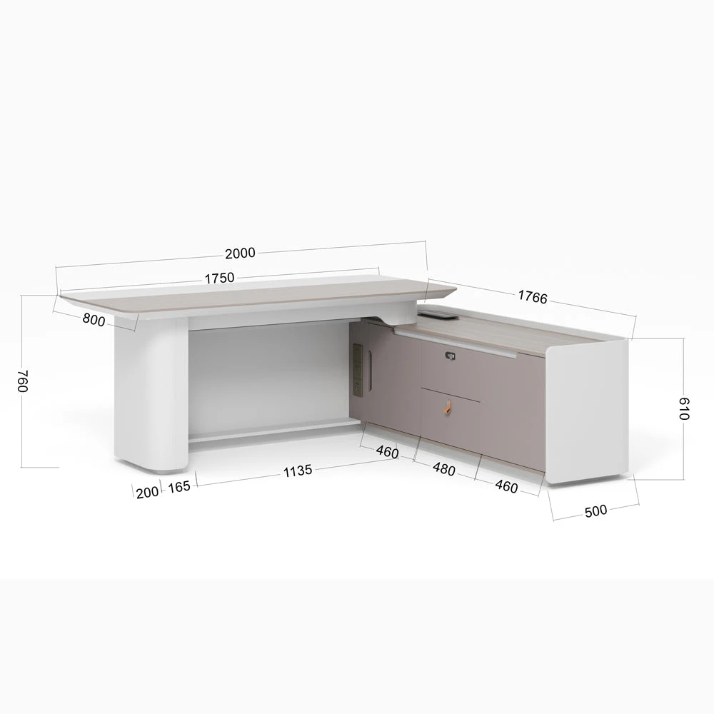 LUSH Executive Desk Right Return 200cm - White & Taupe(Lush Executive Desk Right Return 200cm Grey) 10 LUSH Executive Desk Right Return 200cm - White & Taupe(Lush Executive Desk Right Return 200cm Grey) - Image 8