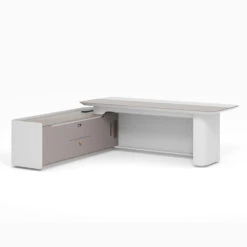 LUSH Executive Desk Left Return 240cm - White & Taupe(Lush Executive Desk Left Return 240cm Grey) 20 LUSH Executive Desk Left Return 240cm - White & Taupe(Lush Executive Desk Left Return 240cm Grey) -Modern Furniture DF DDE D0124 L backview 1000