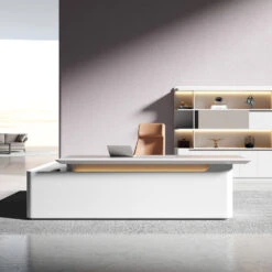 LUSH Executive Desk Right Return 240cm - White & Taupe(Lush Executive Desk Right Return 240cm Grey) -Modern Furniture DF DDE D0124 R Lifestyle2 1000
