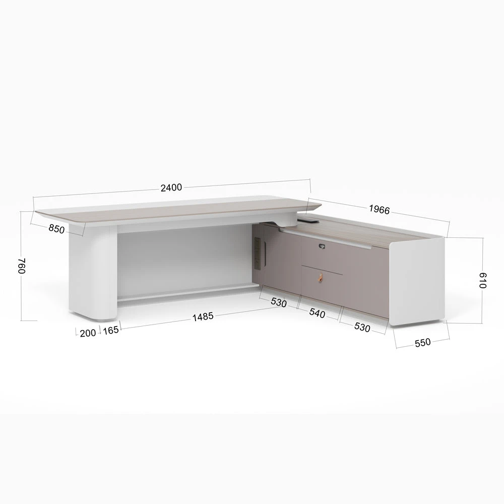 LUSH Executive Desk Left Return 240cm - White & Taupe(Lush Executive Desk Left Return 240cm Grey) 10 LUSH Executive Desk Left Return 240cm - White & Taupe(Lush Executive Desk Left Return 240cm Grey) - Image 8