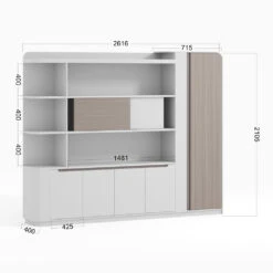 LUSH Display Unit 261.5cm - White & Taupe(Lush Display Unit 261 5cm Grey) -Modern Furniture DF DDE S0126dms 1000