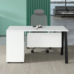 ASPEN Single Workstation 140cm - White & Black(Aspen Single Workstation 140cm White Black) -Modern Furniture DF DG05 D0114B Desk 140cm Front 03 1000