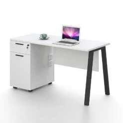 ASPEN Single Workstation 140cm - White & Black(Aspen Single Workstation 140cm White Black) -Modern Furniture DF DG05 D0114B main Back Left 1000