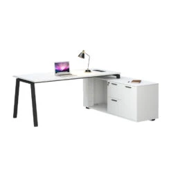 ASPEN Executive Desk Reversible 180-200cm - White & Black(Aspen Executive Desk 180 200cm White Black) 30 ASPEN Executive Desk Reversible 180-200cm - White & Black(Aspen Executive Desk 180 200cm White Black) -Modern Furniture DF DG05 D0320BBackView 1000