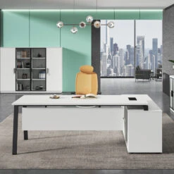 ASPEN Executive Desk Reversible 180-200cm - White & Black(Aspen Executive Desk 180 200cm White Black) 24 ASPEN Executive Desk Reversible 180-200cm - White & Black(Aspen Executive Desk 180 200cm White Black) -Modern Furniture DF DG05 D0320B Desk 180cm Front View 01 1000 LEFT