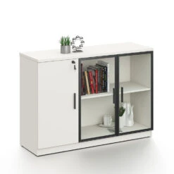 ASPEN Credenza Cabinet 120cm - White & Black(Aspen Credenza Cabinet 120cm White Black)