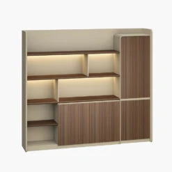 ANDERS Display Wall Unit 240cm - Hazelnut & Beige(Anders Display Unit 240cm Hazelnut Gold Beige Copy) -Modern Furniture DF DG15 S0324 1 1000