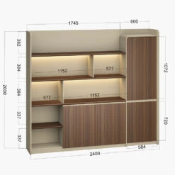 ANDERS Display Wall Unit 240cm - Hazelnut & Beige(Anders Display Unit 240cm Hazelnut Gold Beige Copy) -Modern Furniture DF DG15 S0324dms 1000