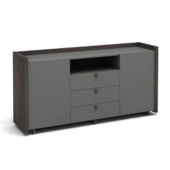 RADDIX Credenza Cabinet 160cm - Iron Grey & Brown(Raddix Credenza Cabinet 160cm Iron Grey Black)