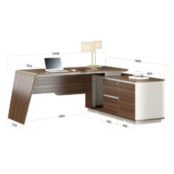 ANDERS Executive Desk Reversible Return 2.2M - Hazelnut & Beige(Anders Executive Desk Reversible Return 2 2m Australian Gold Oak Beige) -Modern Furniture DF TIAN D0222 diagram 1000