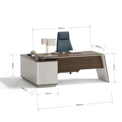 ANDERS Executive Desk Reversible Return 2.0M - Hazelnut & Beige(Anders Executive Desk Reversible Return 2 0m Australian Gold Oak Beige) -Modern Furniture DF TIAN D0320dms 1 800