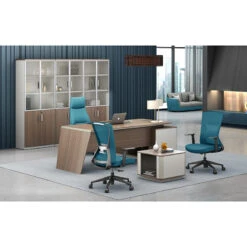 ANDERS Executive Desk Reversible Return 2.0M - Hazelnut & Beige(Anders Executive Desk Reversible Return 2 0m Australian Gold Oak Beige) -Modern Furniture DF YHD0320Lifestyle3 800