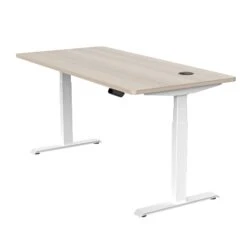 MARLO Single Workstation With Lift 1.6M - Oak & White(Marlo Workstation Single Lift 1 6m White Oak)