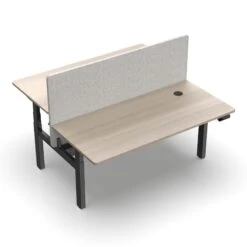 MARLO 2 People Workstation Dual Lift 1.4M - Oak & Black(Marlo Workstation Dual Lift 1 4m Black Oak) -Modern Furniture DF04P B 140 2000 LeftAngleView