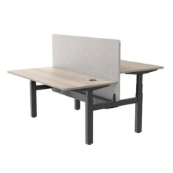 MARLO 2 People Workstation Dual Lift 1.6M - Oak & Black(Marlo Workstation Dual Lift 1 6m Black Oak)
