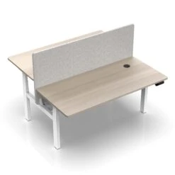 MARLO 2 People Workstation Dual Lift 1.6M - Oak & White(Marlo Workstation Dual Lift 1 6m White Oak) 12 MARLO 2 People Workstation Dual Lift 1.6M - Oak & White(Marlo Workstation Dual Lift 1 6m White Oak) -Modern Furniture DF04P W 160 2000 LeftAngleView