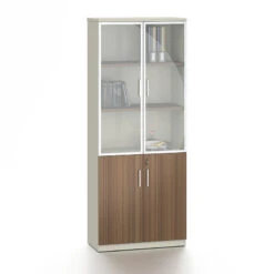ANDERSON 2 Door Display Unit 80cm - Hazelnut & Beige(Anderson 2 Door Display Unit 80cm Australian Gold Oak Beige)