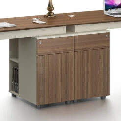 ANDERSON 2 People Workstation 2.4M - Hazelnut & Beige(Anderson 2 People Workstation 2 4m Australian Gold Oak) 14 ANDERSON 2 People Workstation 2.4M - Hazelnut & Beige(Anderson 2 People Workstation 2 4m Australian Gold Oak) -Modern Furniture DG02 D2406Closeup 800