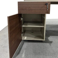 ANDERSON 2 People Back To Back Workstation 1.2M - Hazelnut & Beige(Anderson 2 People Back To Back Workstation 1 2m Australian Gold Oak) -Modern Furniture Drawer 800