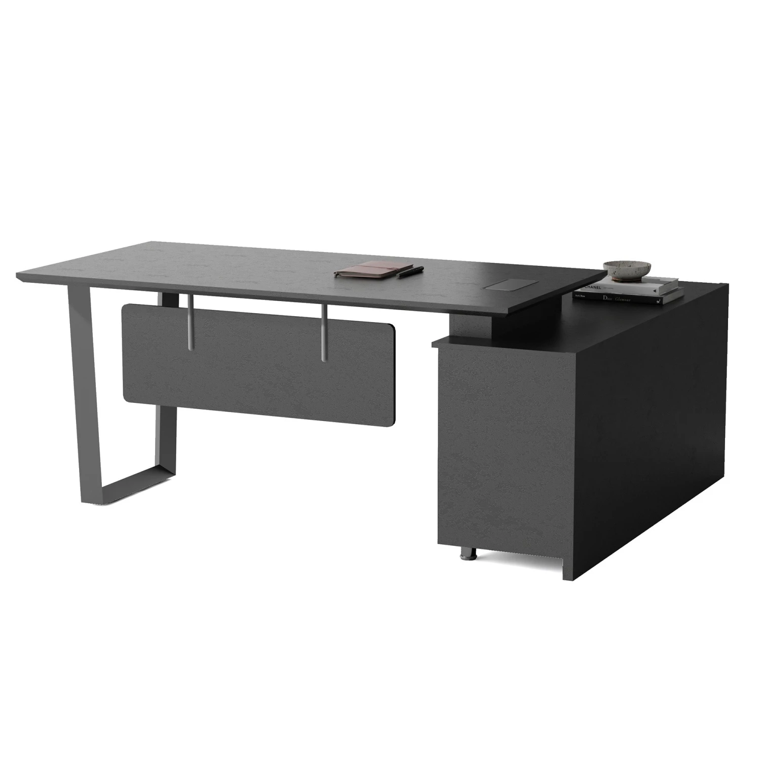 ADRIANO Black Executive Office Desk Reversible 165-180cm - Black Concrete(Adriano Black Executive Office Desk Reversible 165 180cm Black) 3 ADRIANO Black Executive Office Desk Reversible 165-180cm - Black Concrete(Adriano Black Executive Office Desk Reversible 165 180cm Black)