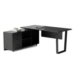ADRIANO Black Executive Office Desk Reversible 165-180cm - Black Concrete(Adriano Black Executive Office Desk Reversible 165 180cm Black) 26 ADRIANO Black Executive Office Desk Reversible 165-180cm - Black Concrete(Adriano Black Executive Office Desk Reversible 165 180cm Black) -Modern Furniture EWB003 L 2 2000