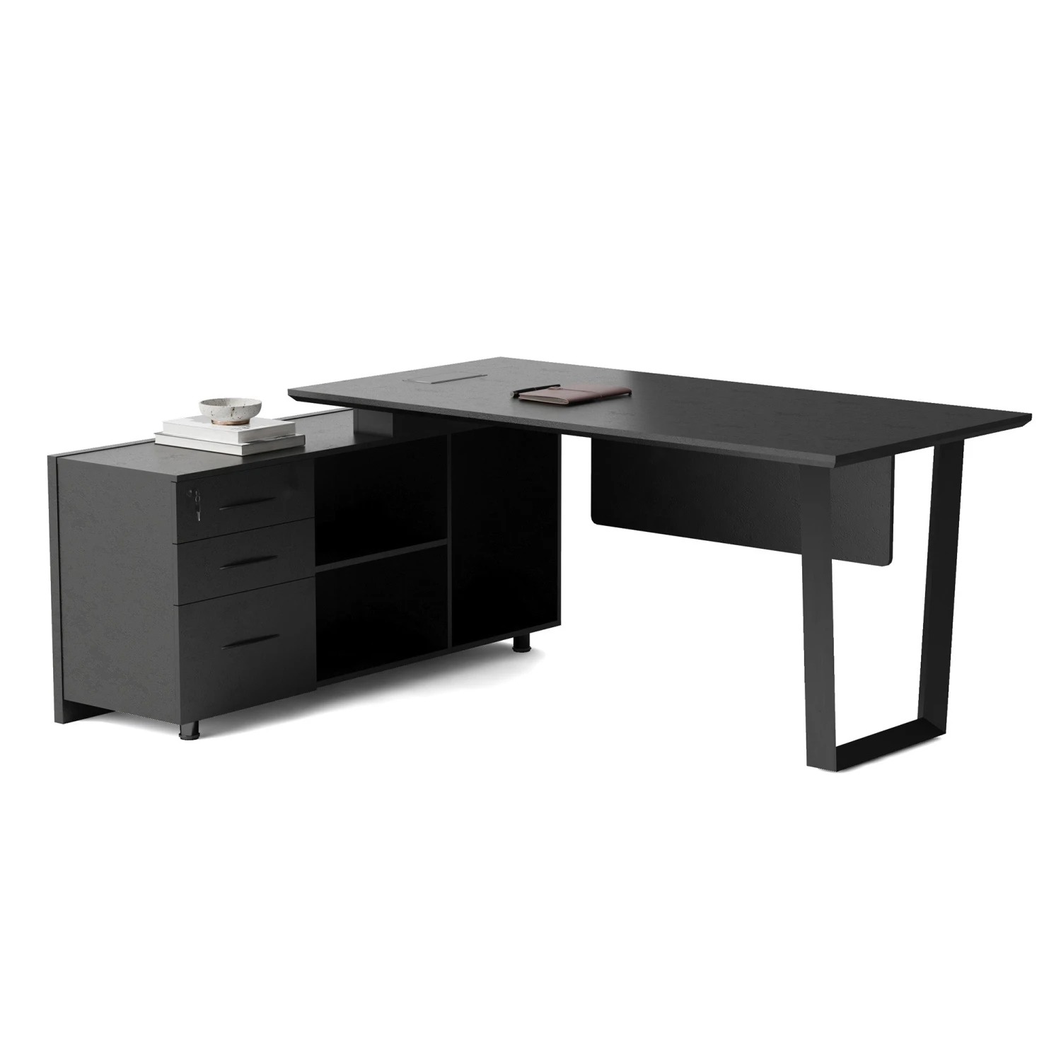 ADRIANO Black Executive Office Desk Reversible 165-180cm - Black Concrete(Adriano Black Executive Office Desk Reversible 165 180cm Black) 7 ADRIANO Black Executive Office Desk Reversible 165-180cm - Black Concrete(Adriano Black Executive Office Desk Reversible 165 180cm Black) - Image 5